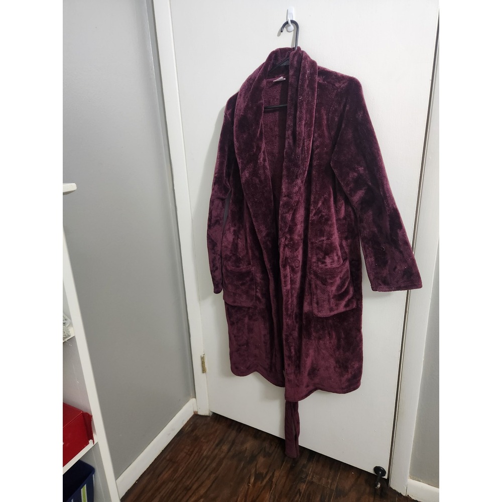 Jockey Womens Plush Fleece Shawl Collar Robe Burgundy Wine Size L/XL